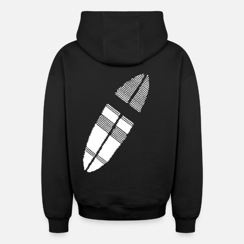 planche de surf Pixel Graphic - Sweat à capuche unisexe zippé oversize épais SPREAD - noir