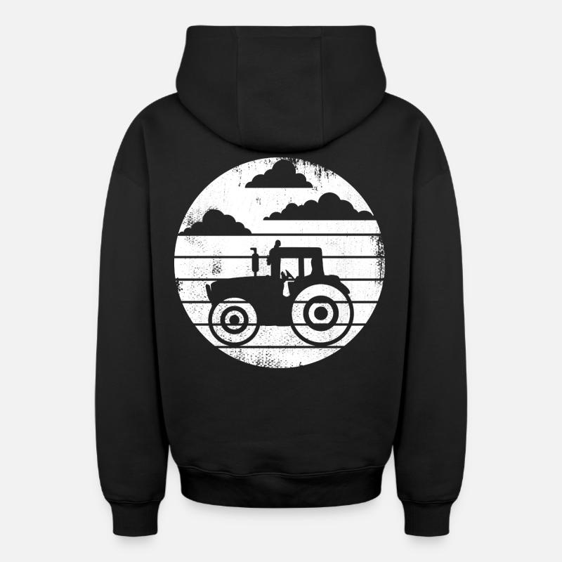 Tracteur - Sweat à capuche unisexe zippé oversize épais SPREAD - noir