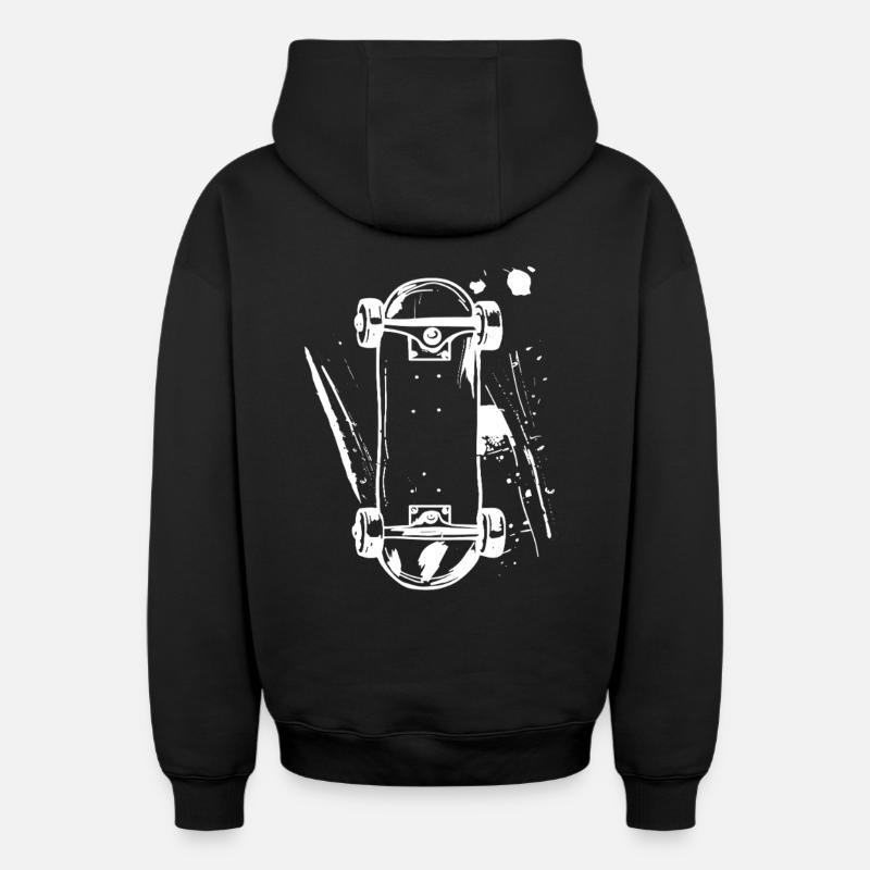Skateboarding - Sweat à capuche unisexe zippé oversize épais SPREAD - noir