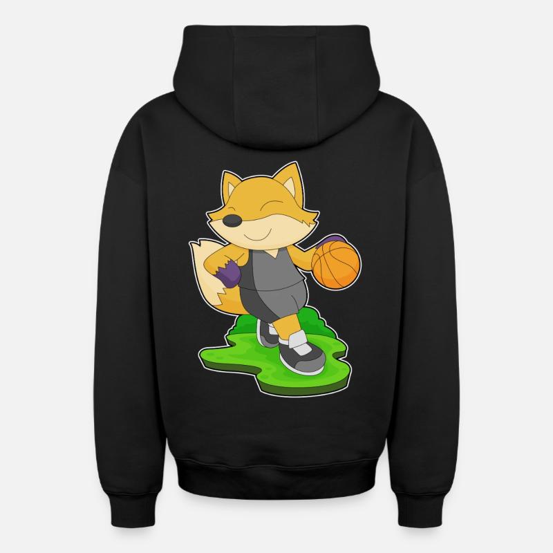 Fox Basketteur Basketteur - Sweat à capuche unisexe zippé oversize épais SPREAD - noir