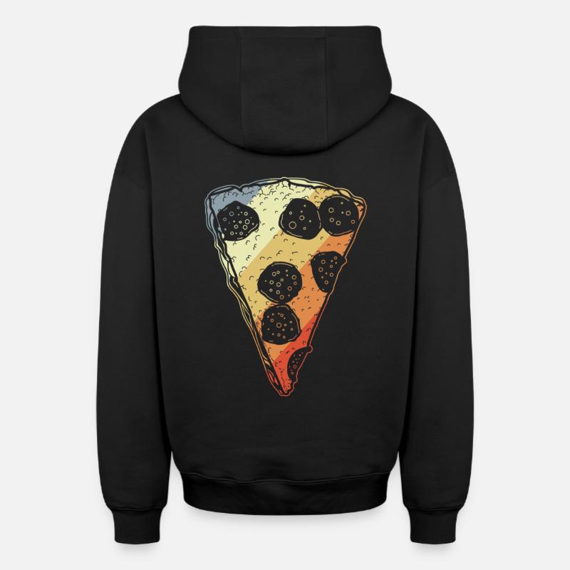 Pizza rétro - Sweat à capuche unisexe zippé oversize épais SPREAD - noir