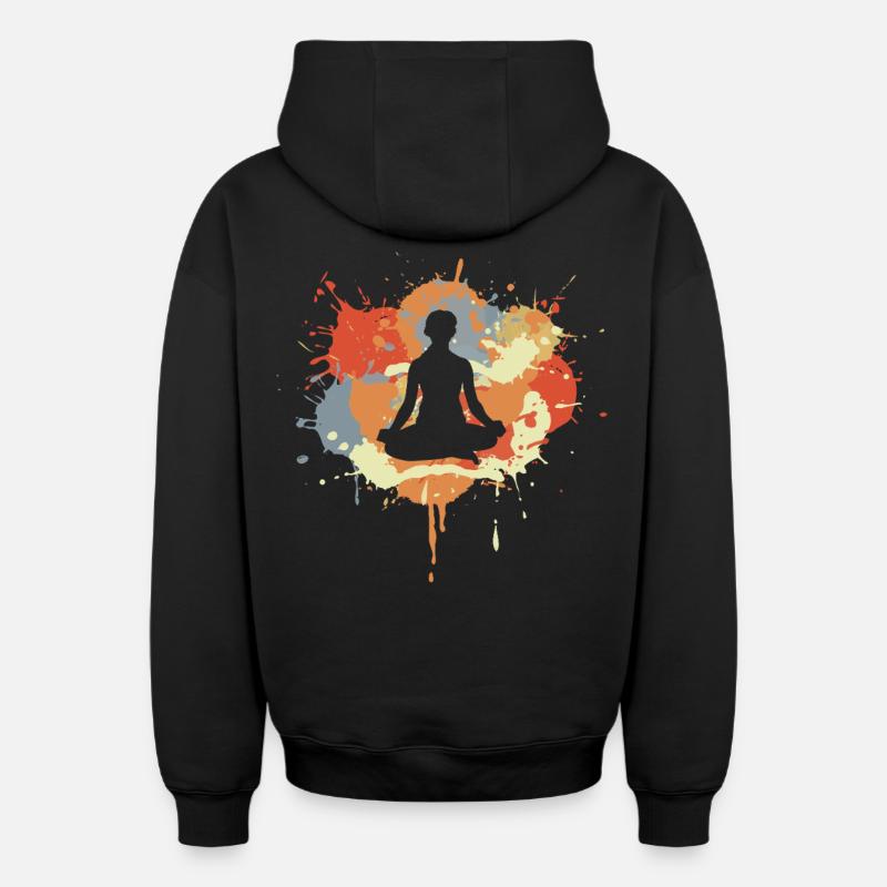 Yoga - Sweat à capuche unisexe zippé oversize épais SPREAD - noir