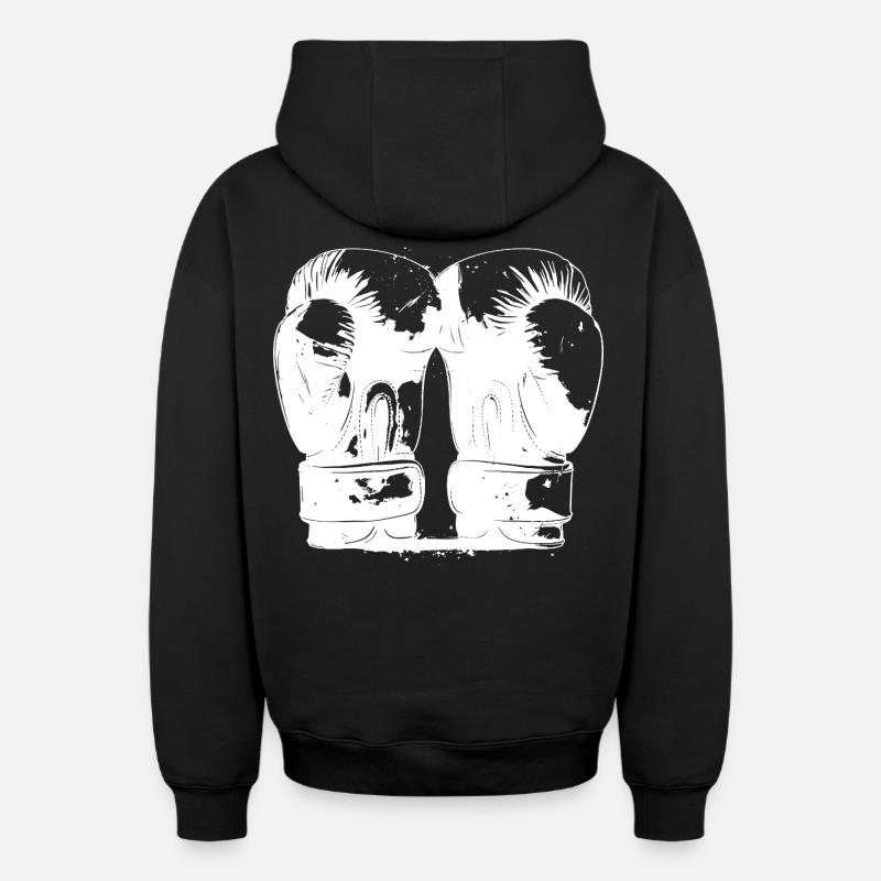 Boxe - Sweat à capuche unisexe zippé oversize épais SPREAD - noir