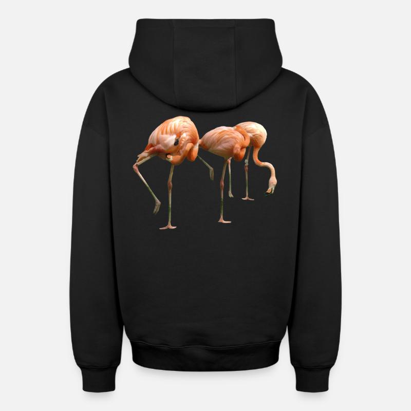 Flamant - Sweat à capuche unisexe zippé oversize épais SPREAD - noir