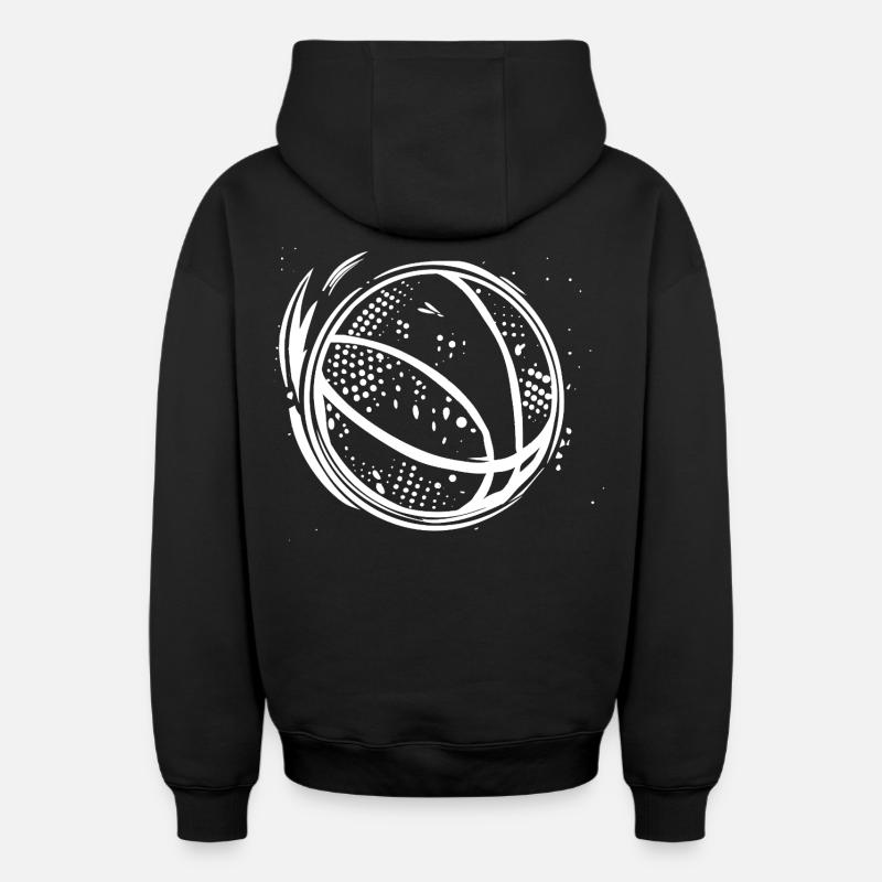 Dessin de basket-ball - Sweat à capuche unisexe zippé oversize épais SPREAD - noir