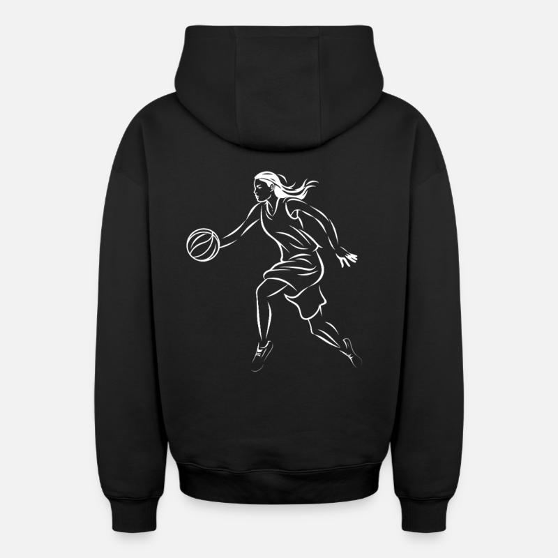 Basketteur - Sweat à capuche unisexe zippé oversize épais SPREAD - noir