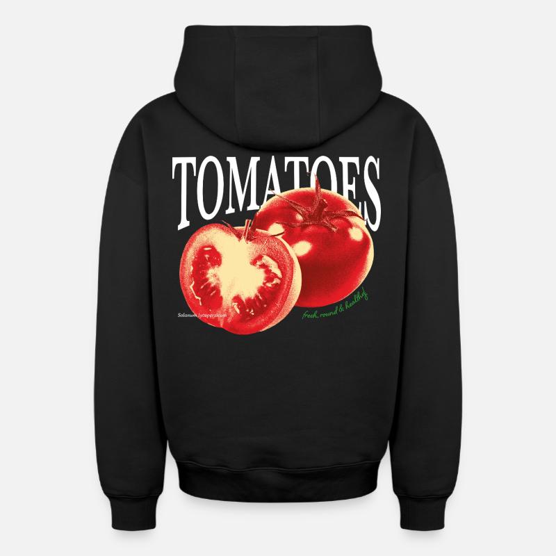Tomates – Fresh Foodie Statement - Sweat à capuche unisexe zippé oversize épais SPREAD - noir