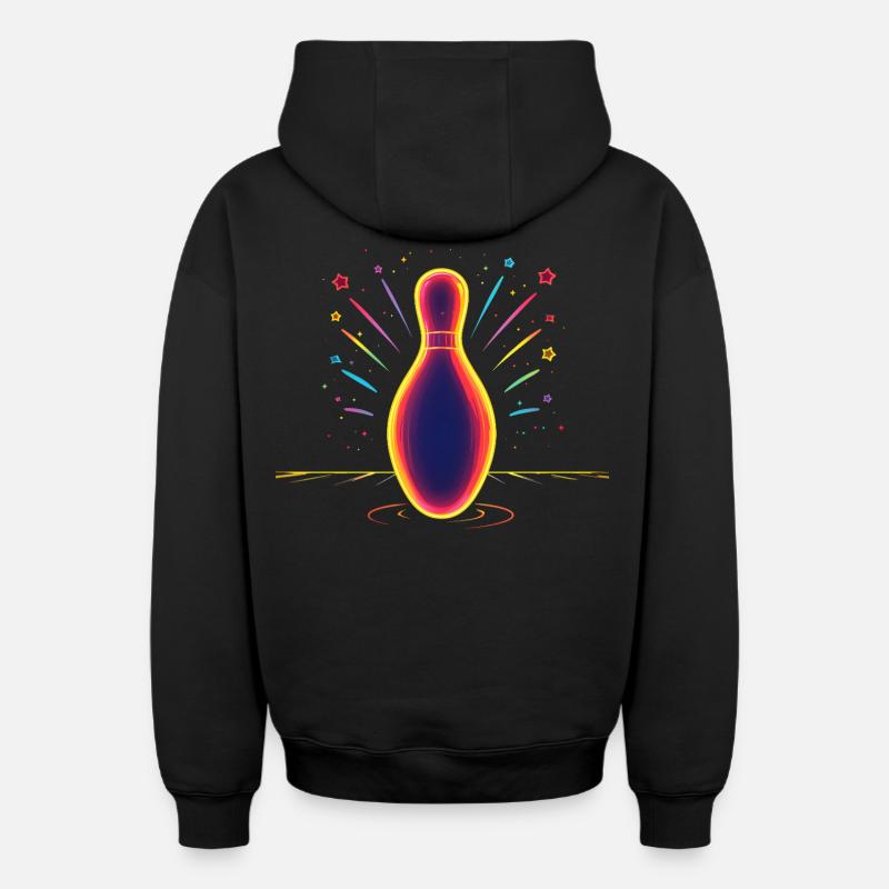 Bowling Synthwave - Sweat à capuche unisexe zippé oversize épais SPREAD - noir