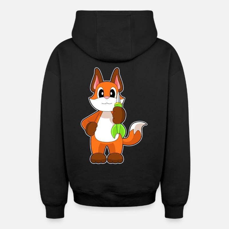 Fléchette renard - Sweat à capuche unisexe zippé oversize épais SPREAD - noir