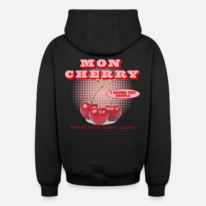 Mon Cherry Love - Sweat à capuche unisexe zippé oversize épais SPREAD - noir