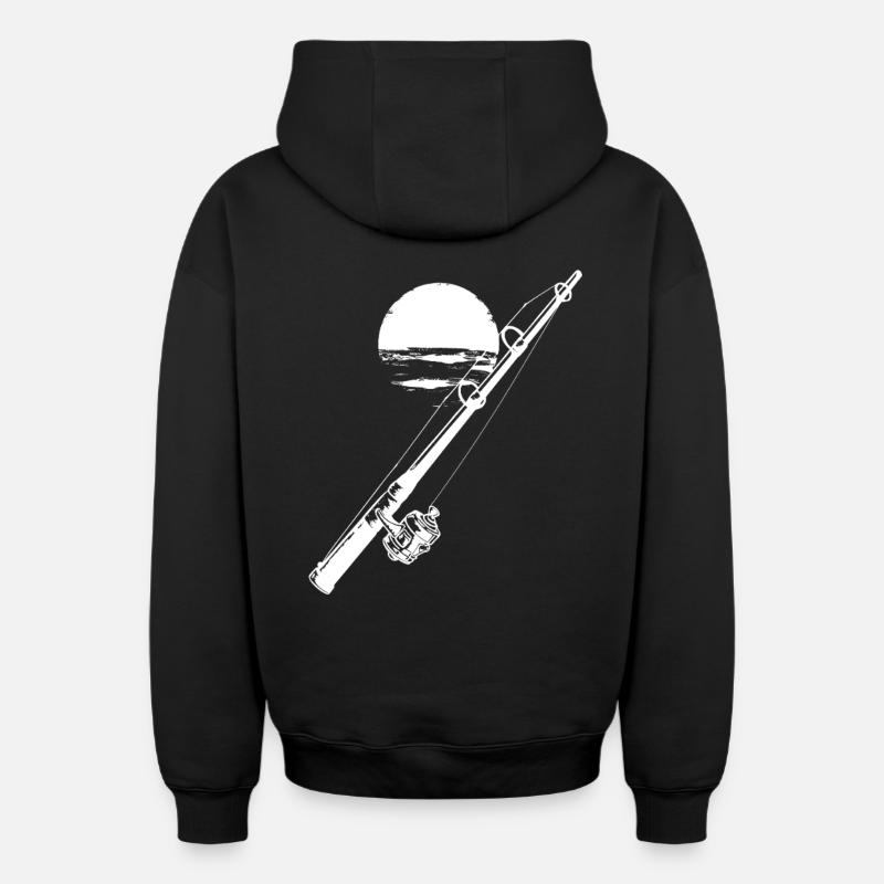 Graphique de pêche - Sweat à capuche unisexe zippé oversize épais SPREAD - noir