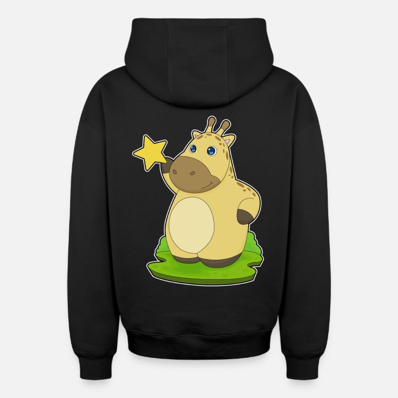 Étoile Girafe - Sweat à capuche unisexe zippé oversize épais SPREAD - noir