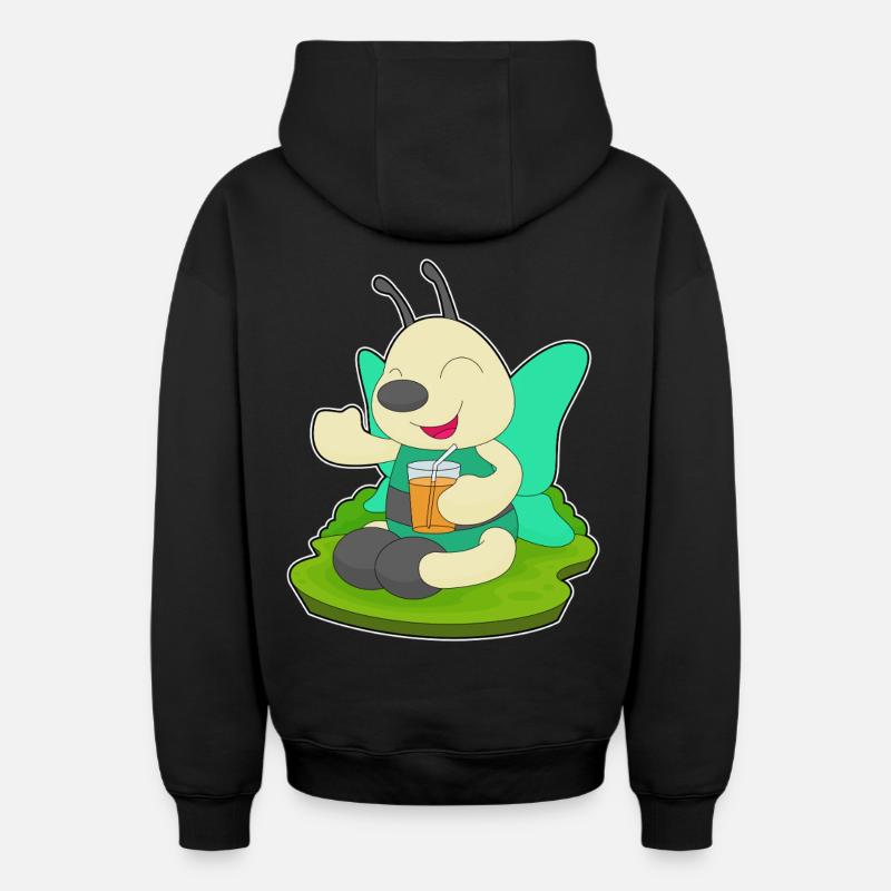 Jus de papillon - Sweat à capuche unisexe zippé oversize épais SPREAD - noir
