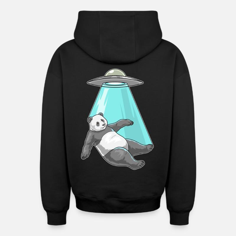 Vaisseau spatial Panda - Sweat à capuche unisexe zippé oversize épais SPREAD - noir