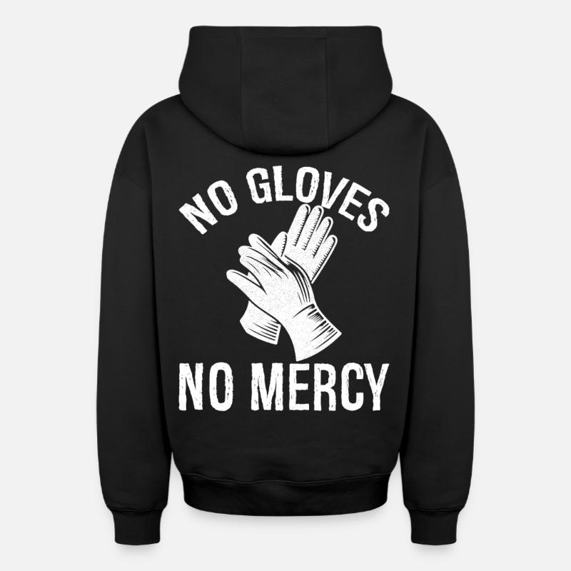Pas de gants, pas de pitié - Sweat à capuche unisexe zippé oversize épais SPREAD - noir