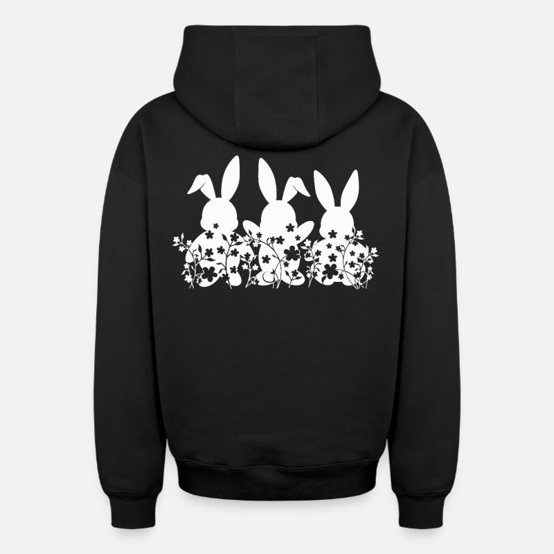 Lapin de Pâques - Sweat à capuche unisexe zippé oversize épais SPREAD - noir