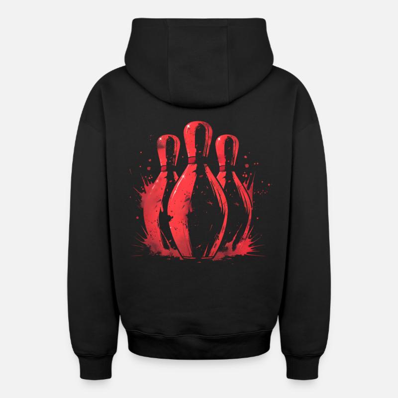 Bowling - Sweat à capuche unisexe zippé oversize épais SPREAD - noir