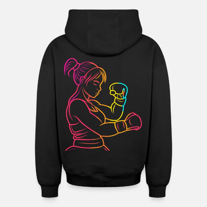 Kickboxer des années 90 - Sweat à capuche unisexe zippé oversize épais SPREAD - noir