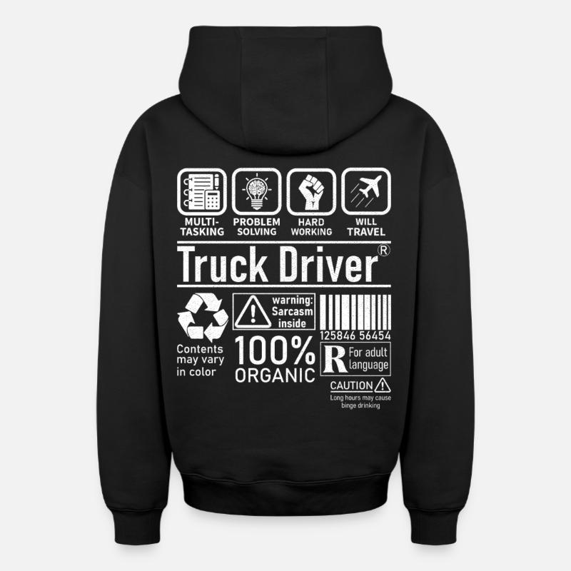 Truck Driver multi tasking problem solving - Oversized Heavyweight Unisex Zip Hoodie - Schwarz