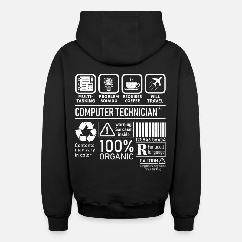 Computer Technician multi tasking problem solving - Oversized Heavyweight Unisex Zip Hoodie - Schwarz
