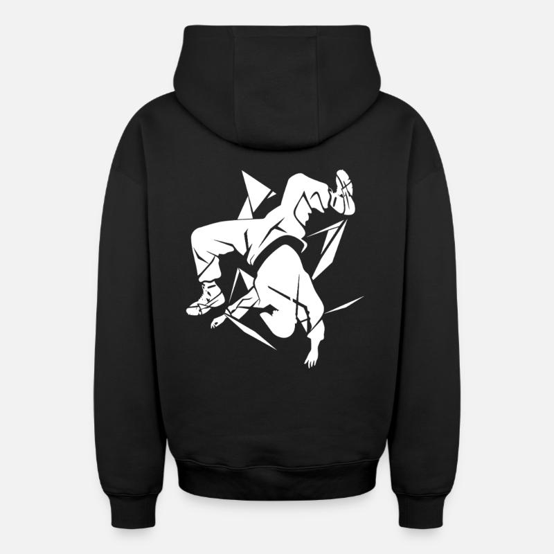 Croquis de breakdancer - Sweat à capuche unisexe zippé oversize épais SPREAD - noir