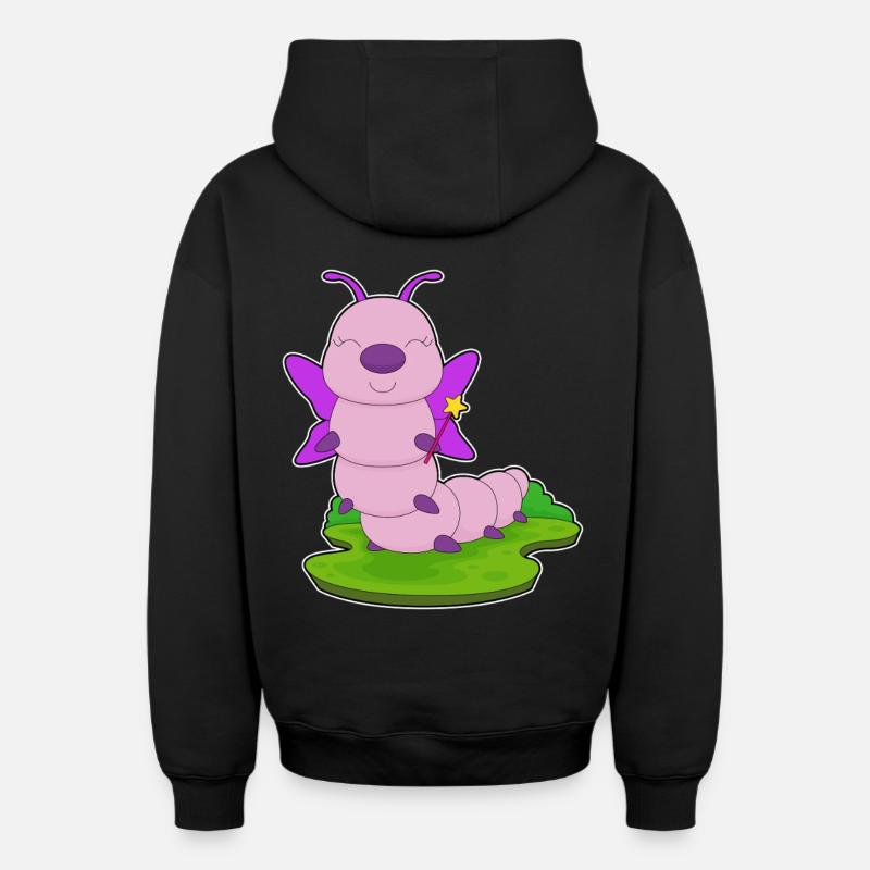 Baguette de fée chenille - Sweat à capuche unisexe zippé oversize épais SPREAD - noir