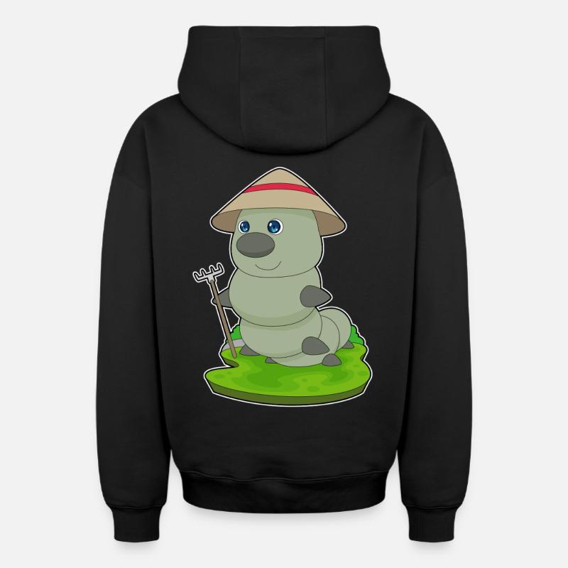 Râteau fermier Caterpillar - Sweat à capuche unisexe zippé oversize épais SPREAD - noir