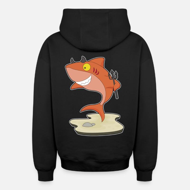 Requin Diable d’Halloween - Sweat à capuche unisexe zippé oversize épais SPREAD - noir
