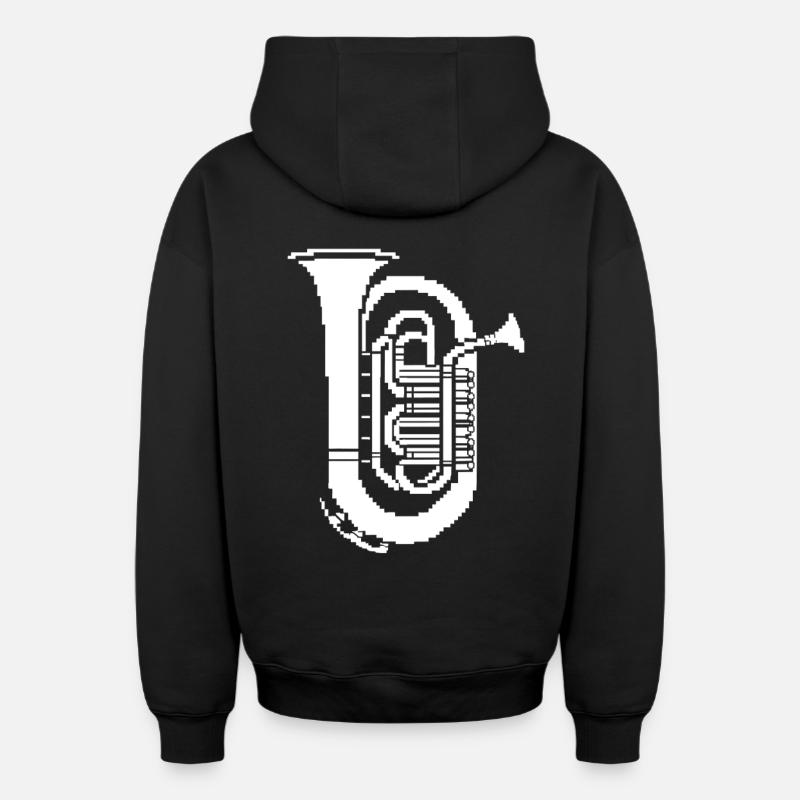 Tuba Pixel Graphics - Sweat à capuche unisexe zippé oversize épais SPREAD - noir