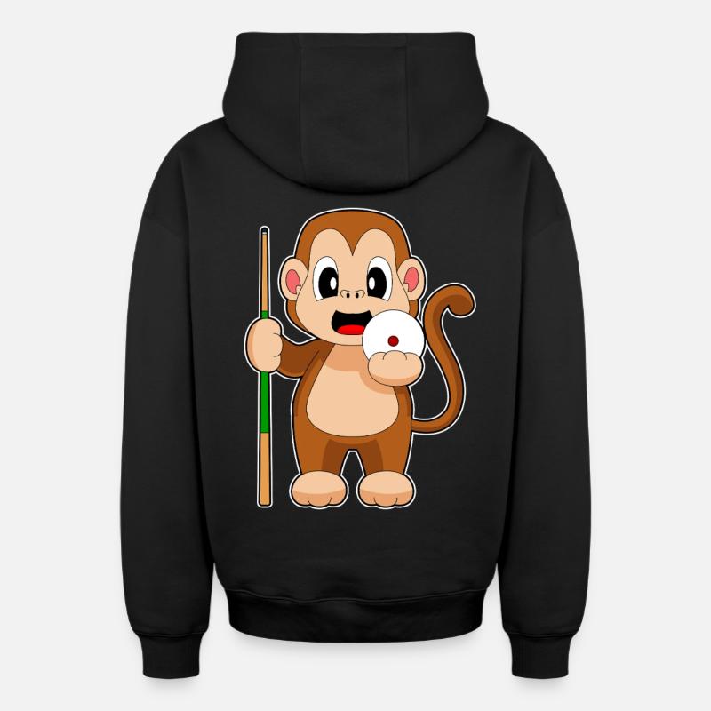 Queue de billard Monkey - Sweat à capuche unisexe zippé oversize épais SPREAD - noir