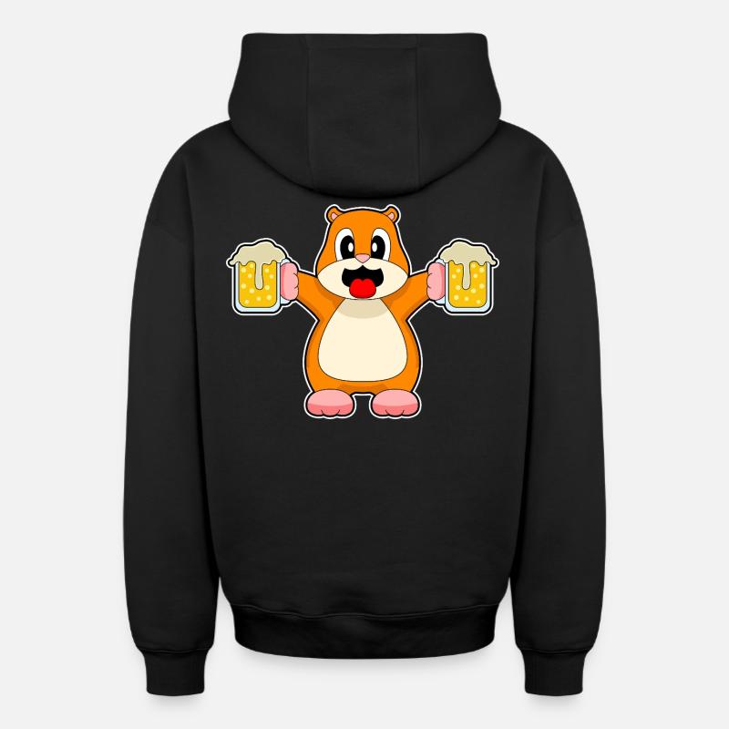 Bière de hamster - Sweat à capuche unisexe zippé oversize épais SPREAD - noir