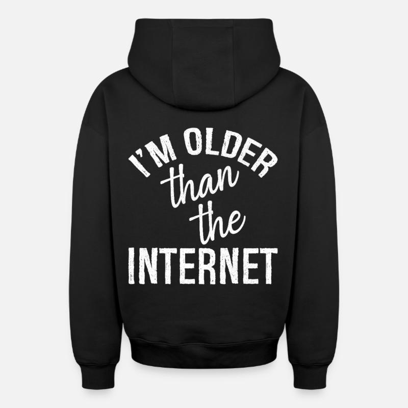 Je suis plus vieux qu’Internet - Sweat à capuche unisexe zippé oversize épais SPREAD - noir