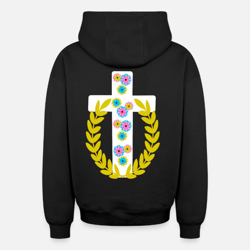 Croix Croix de Jésus - Sweat à capuche unisexe zippé oversize épais SPREAD - noir