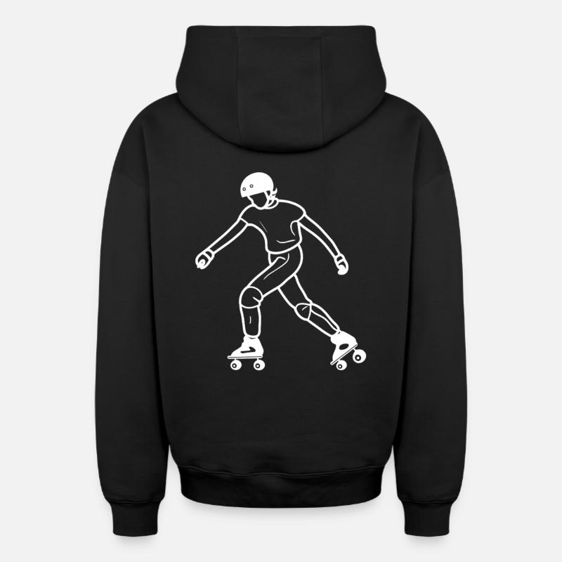 Dessin de patins à roulettes - Sweat à capuche unisexe zippé oversize épais SPREAD - noir