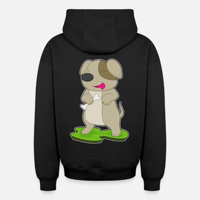 Os de chien - Sweat à capuche unisexe zippé oversize épais SPREAD - noir