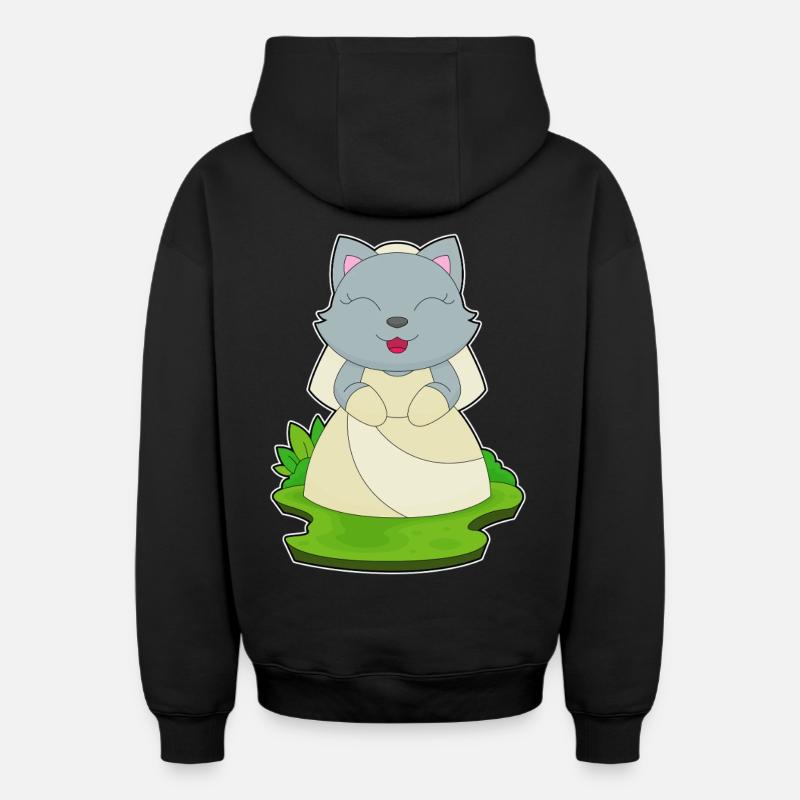 Chat Voile de mariée Mariage - Sweat à capuche unisexe zippé oversize épais SPREAD - noir