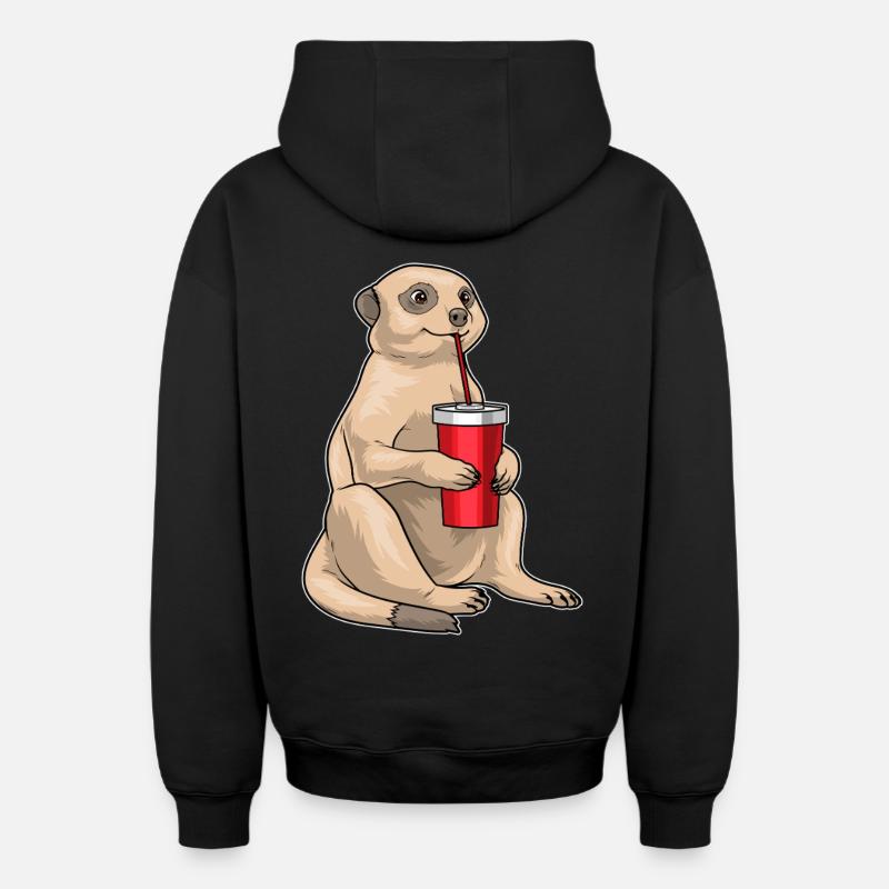 Erdmännchen Becher - Oversized Heavyweight Unisex Zip Hoodie - Schwarz