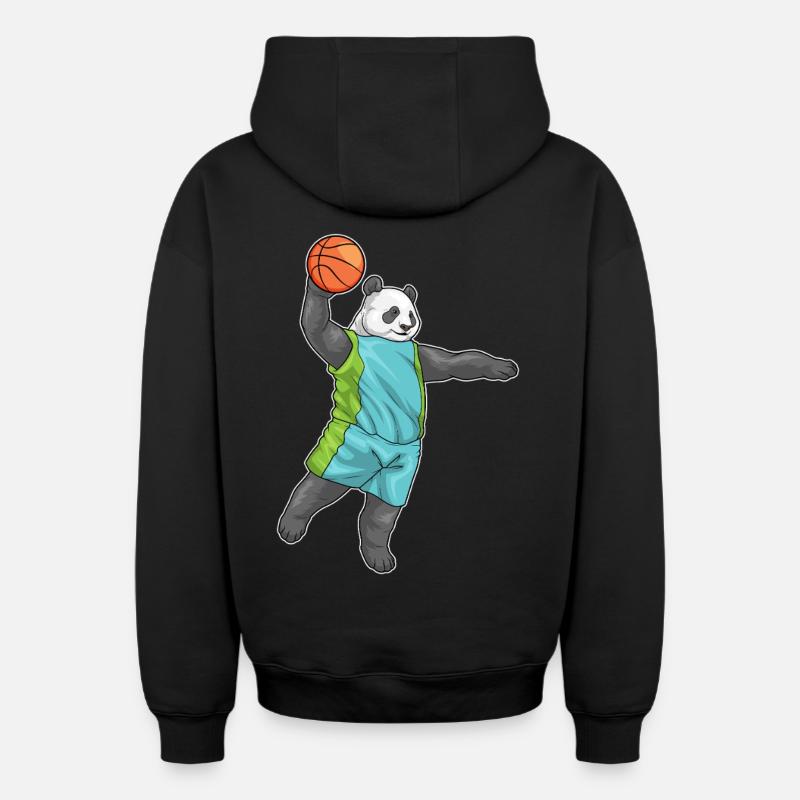 Panda Basketteur Basketteur - Sweat à capuche unisexe zippé oversize épais SPREAD - noir