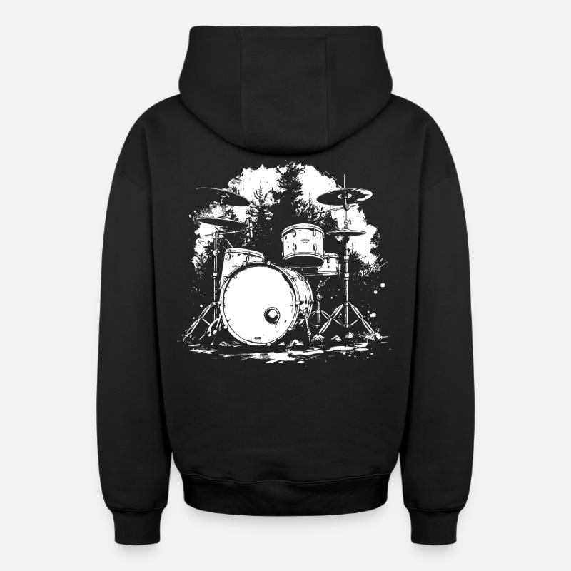 Percussion - Sweat à capuche unisexe zippé oversize épais SPREAD - noir