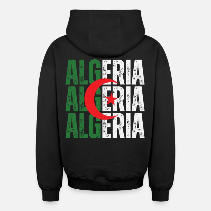 Drapeau algérien, fierté algérienne - Sweat à capuche unisexe zippé oversize épais SPREAD - noir