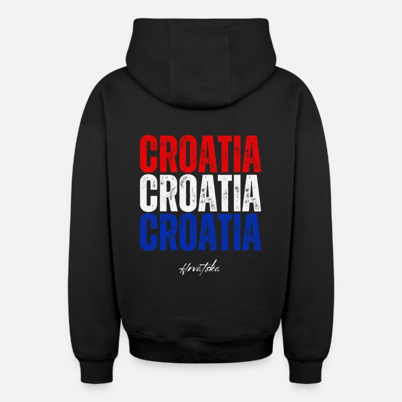 Drapeau croate, fierté croate - Sweat à capuche unisexe zippé oversize épais SPREAD - noir