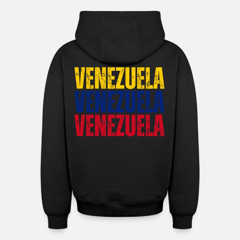 Drapeau du Venezuela, fierté vénézuélienne - Sweat à capuche unisexe zippé oversize épais SPREAD - noir
