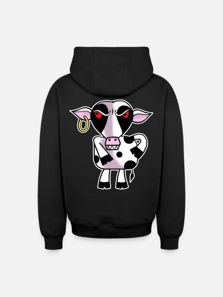 Angry cow - Oversized Heavyweight Unisex Zip Hoodie - black