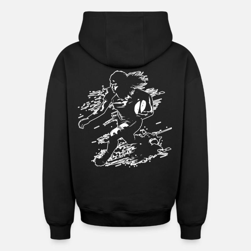 Joueur de rugby - Sweat à capuche unisexe zippé oversize épais SPREAD - noir