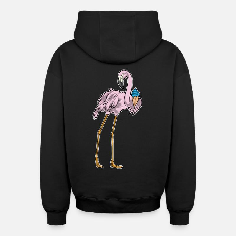 Glace Flamingo Waffle - Sweat à capuche unisexe zippé oversize épais SPREAD - noir