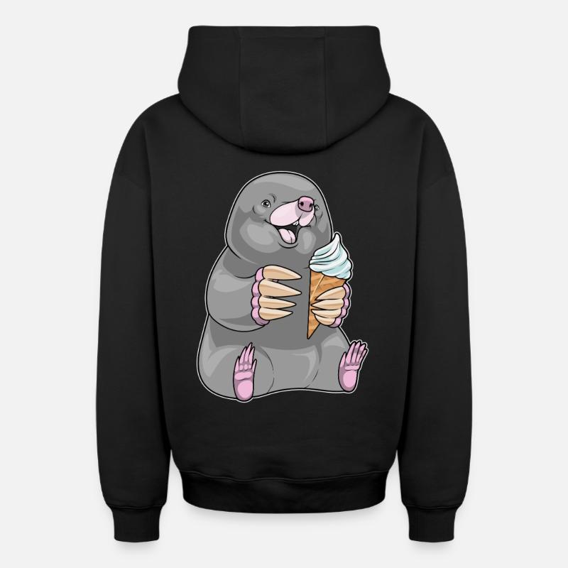 Glace Mole Waffle - Sweat à capuche unisexe zippé oversize épais SPREAD - noir
