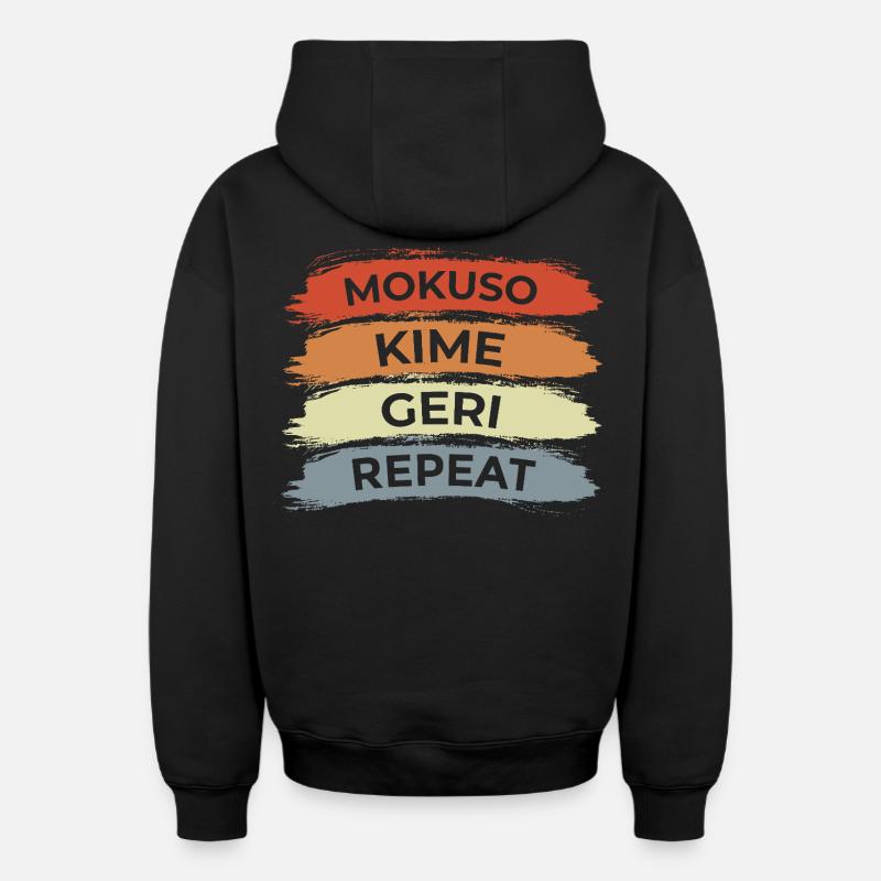 Techniques de karaté - Sweat à capuche unisexe zippé oversize épais SPREAD - noir