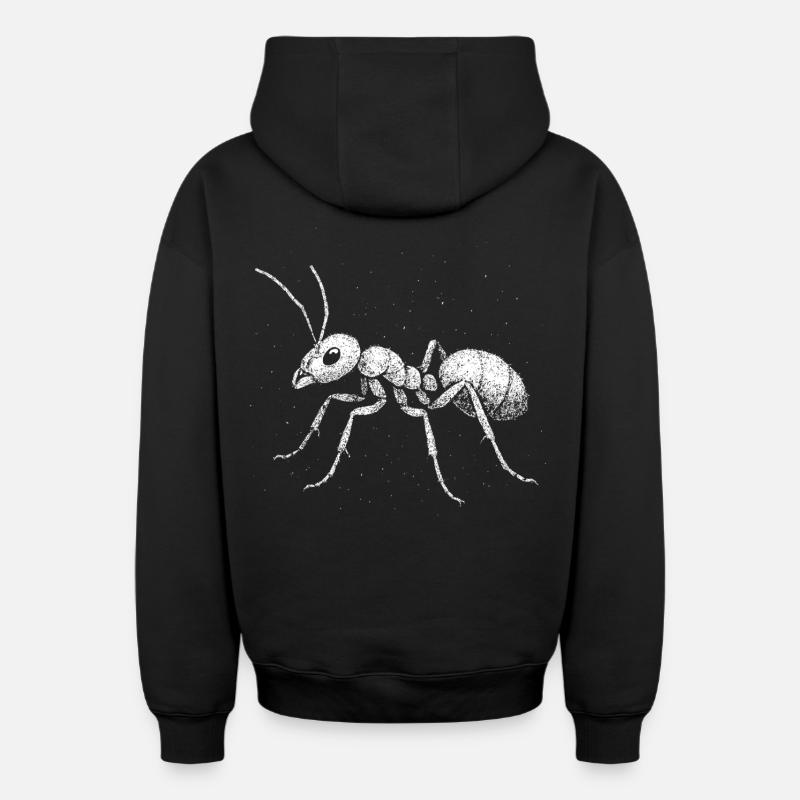 Fourmi - Sweat à capuche unisexe zippé oversize épais SPREAD - noir