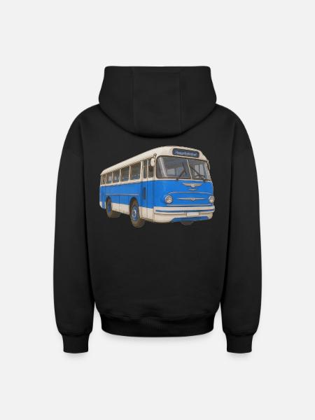 Old blue bus - Oversized Heavyweight Unisex Zip Hoodie - black