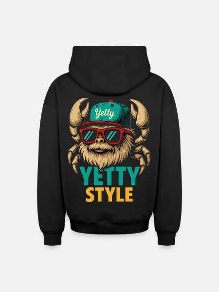 Yetty Style Yeti Graphic - Oversized Heavyweight Unisex Zip Hoodie - black